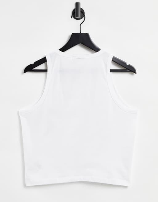ASOS Weekend Collective Curve sleeveless tank in rib with logo in white, 2 of 4