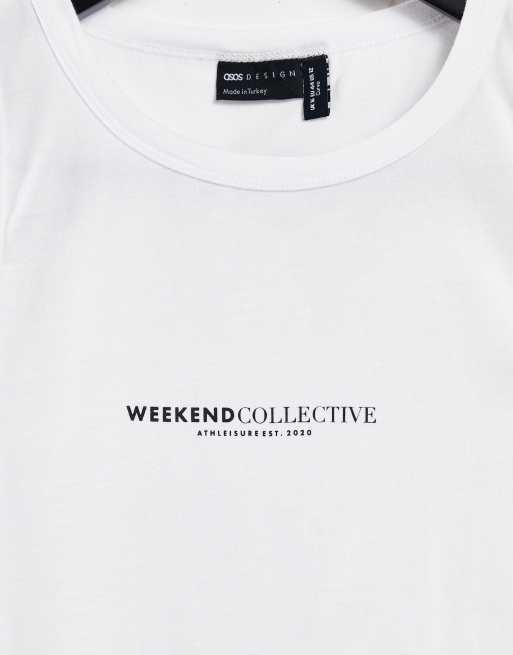 ASOS Weekend Collective Curve sleeveless tank in rib with logo in white, 3 of 4