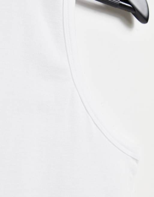 ASOS Weekend Collective Curve sleeveless tank in rib with logo in white, 4 of 4