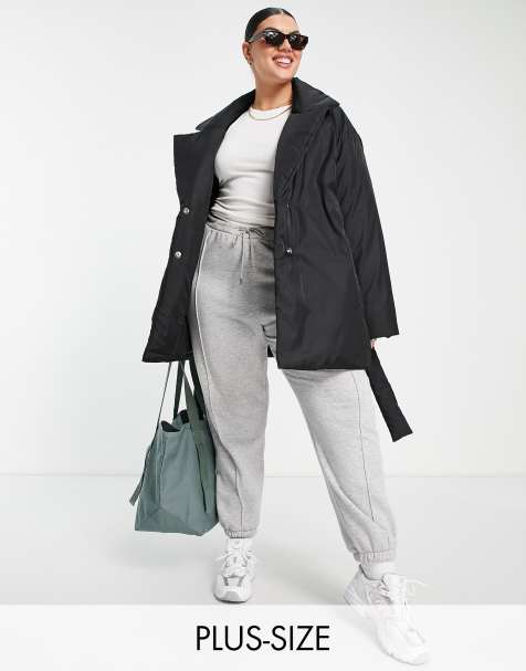 ASOS Weekend Collective Curve – Svart vadderad kappa med skärp och logga - view 1