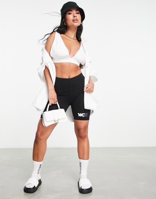 ASOS Weekend Collective denim bra top co-ord in white, 3 of 4