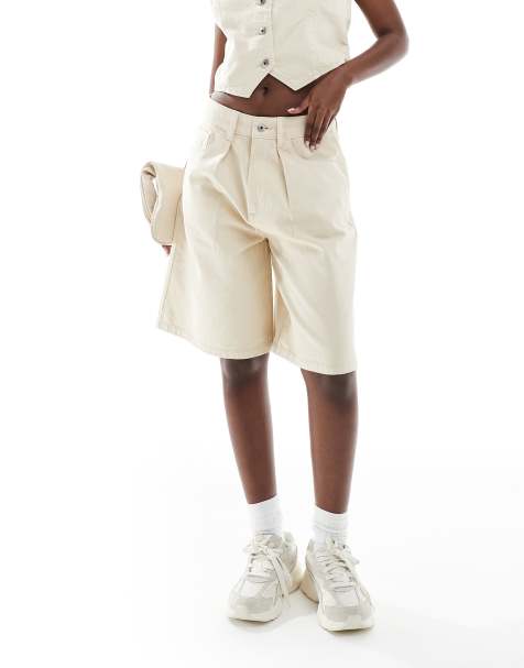 ASOS Weekend Collective denim jorts in ecru - view 1