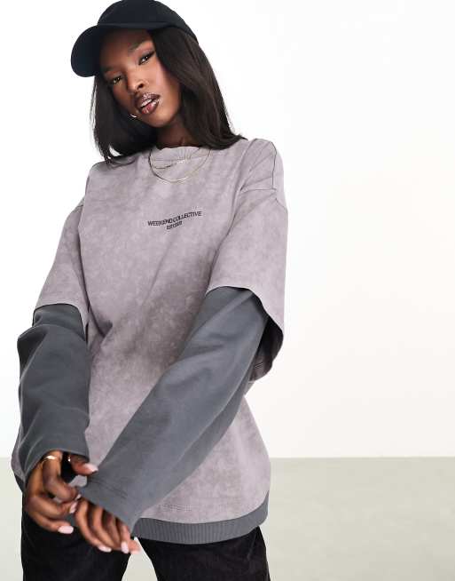 Sweatshirt With Layered Sleeves