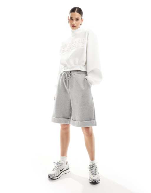 ASOS Weekend Collective embossed high neck scuba sweatshirt in white, 4 of 4