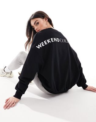 ASOS Weekend Collective oversized sweatshirt with large back logo in black - ASOS Price Checker