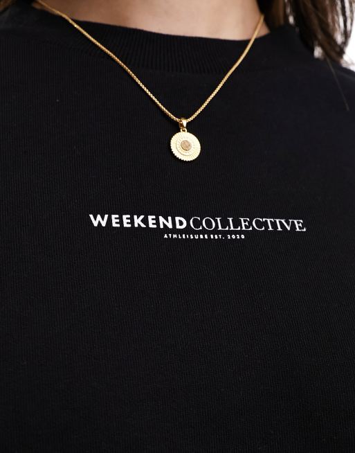 ASOS Weekend Collective - Felpa oversize nera con logo grande sul retro, 2 di 4