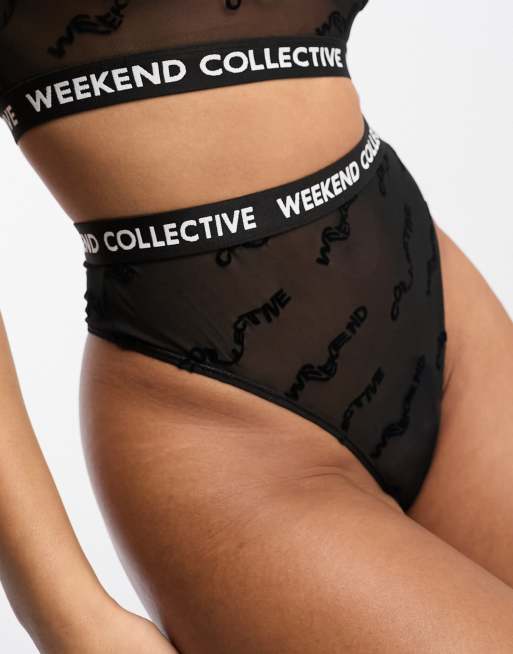 ASOS Weekend Collective flocked mesh briefs in black