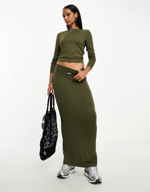 Boohoo Tall Contrast Waistband Detail Pants in Green