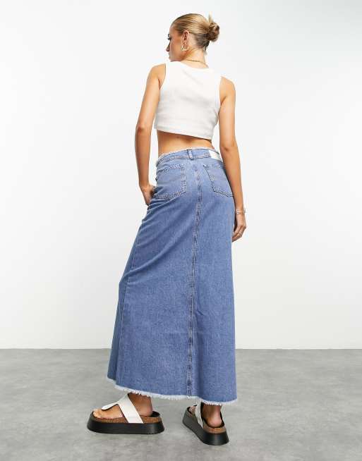 ASOS Weekend Collective Jupe en jean mi longue taille basse