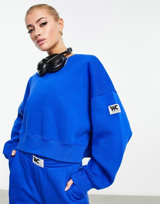ASOS Weekend Collective - Koboltblå sweatshirt med firkantet pasform