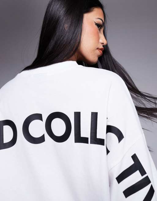ASOS – Weekend Collective – Langärmliges Oversize-Shirt in Weiß mit Logo am Rücken, 2 von 4