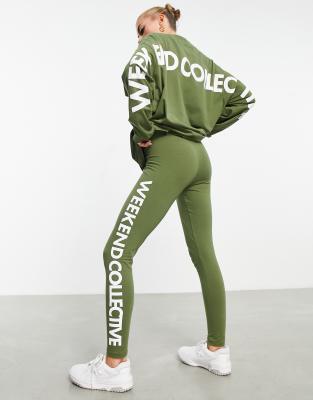 ASOS Weekend Collective legging in khaki-Green