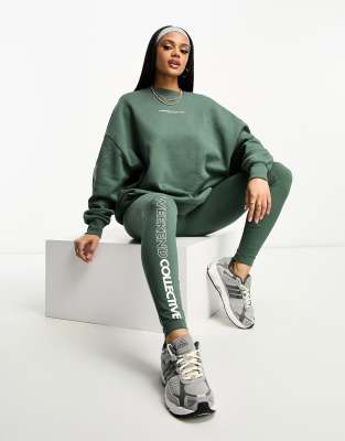 ASOS Weekend Collective legging in khaki-Green