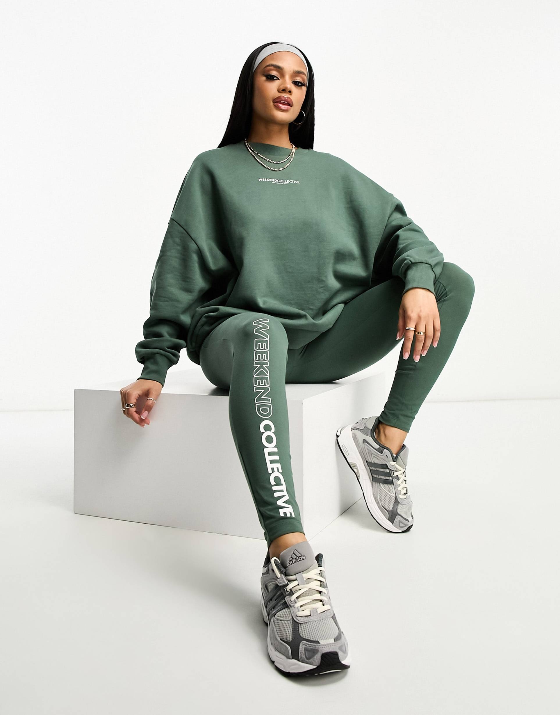 asos weekend collective legging in khaki