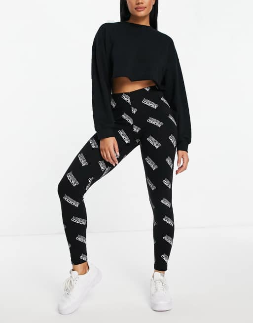 ASOS Weekend Collective - Legging met monogramprint in zwart