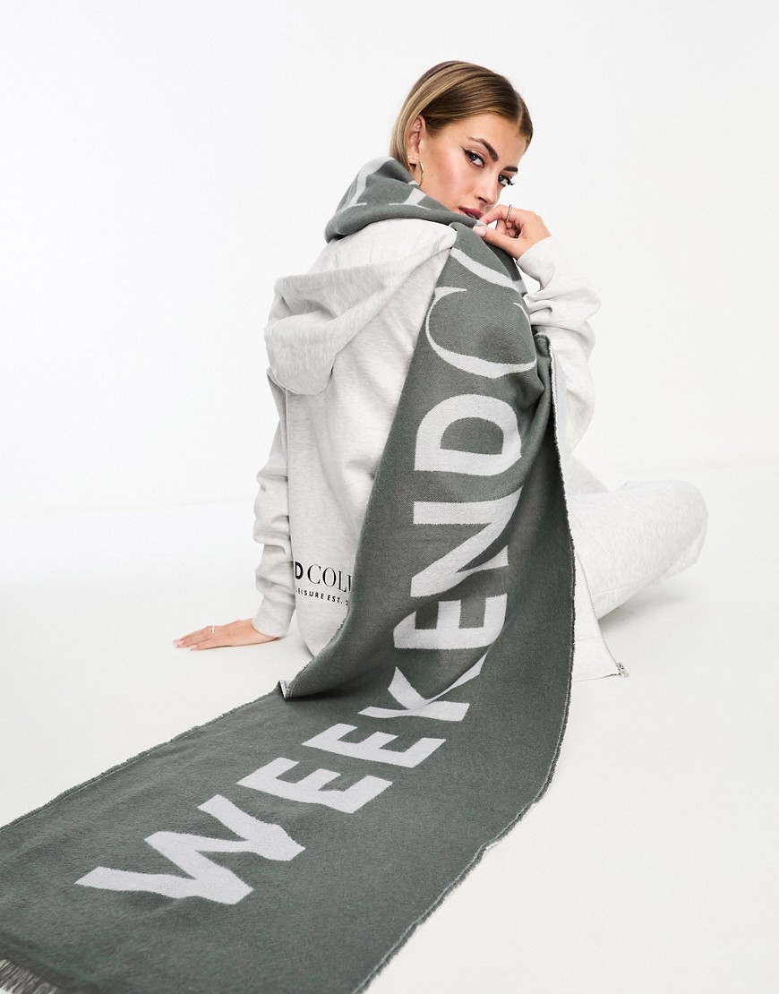 ASOS Weekend Collective logo scarf in grey