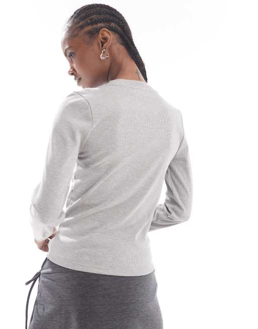 Ruched front long sleeve top heather grey