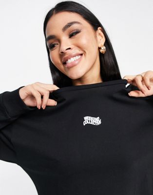 ASOS Weekend Collective long sleeve t-shirt with wavy logo in black | ASOS
