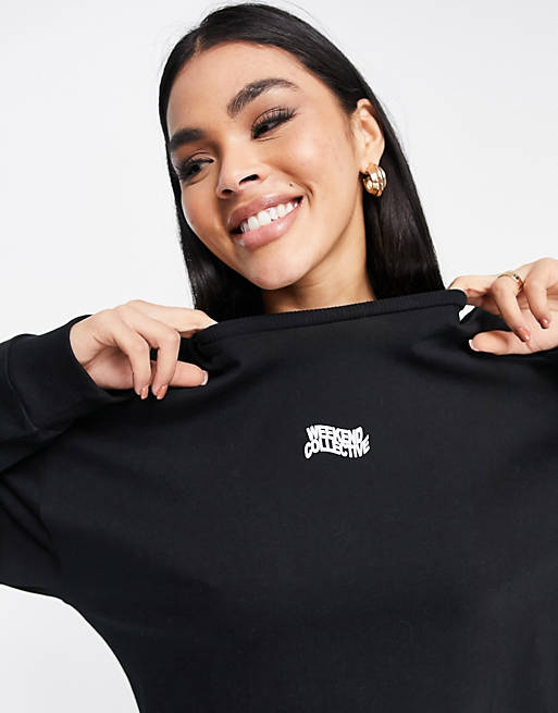 Women Collective long sleeve t-shirt with wavy logo in black 