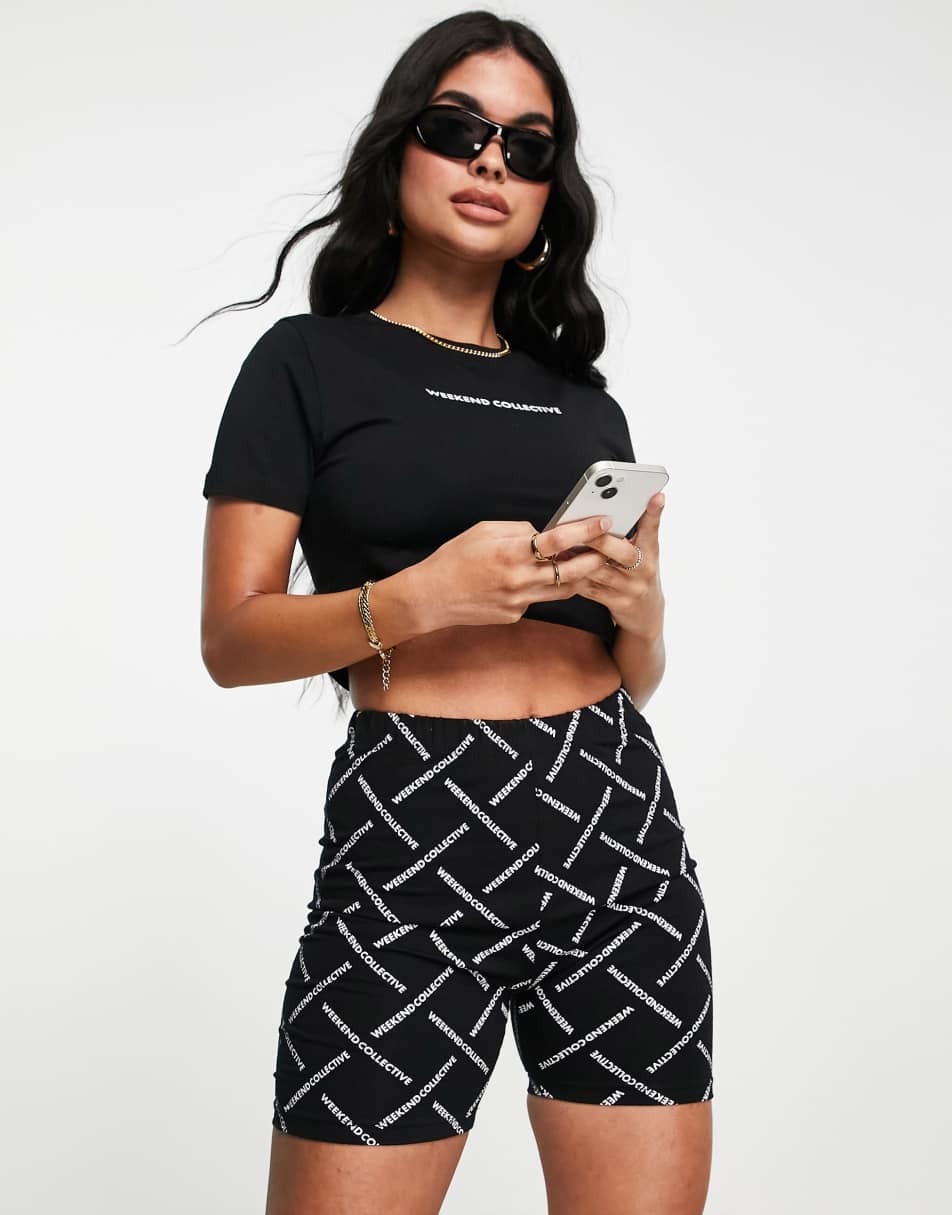 ASOS Weekend Collective legging with logo in black