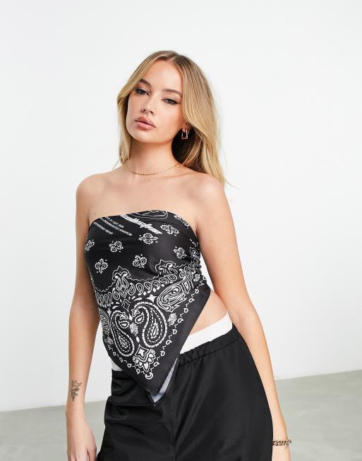 ASOS Weekend Collective Multifunktions Bandana und Top in Schwarz WeiB ASOS