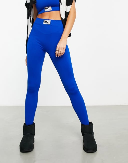 ASOS - Weekend Collective - Naadloze, geribbelde legging in kobaltblauw