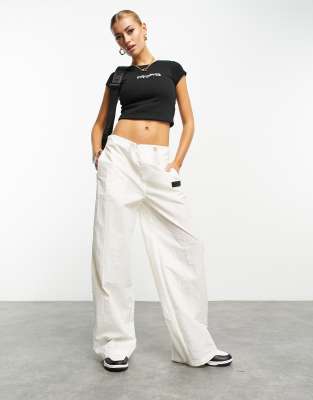 nylon cargo pants in ecru-Neutral