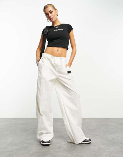 ASOS Weekend Collective nylon cargo pants in ecru - view 1