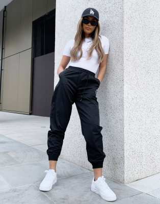 black nylon sweatpants