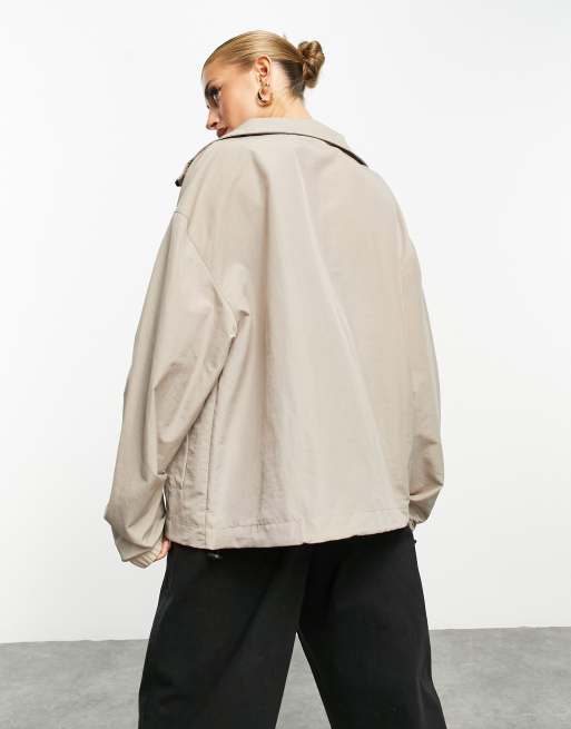 ASOS Weekend Collective Nylon track jacket in neutral