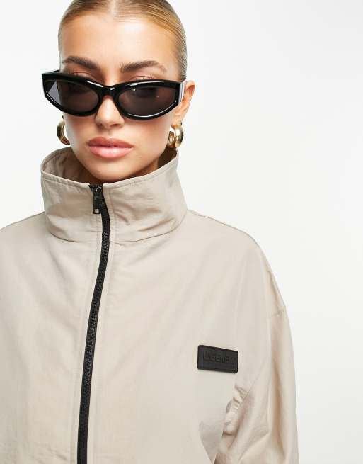 ASOS Weekend Collective Nylon track jacket in neutral , 3 of 4