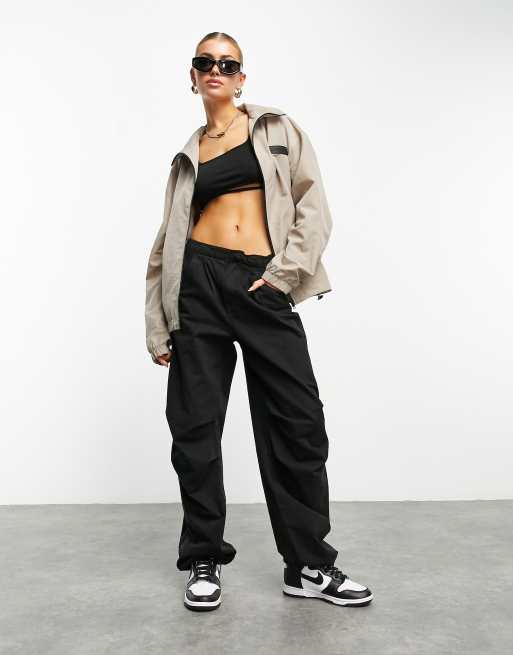 ASOS Weekend Collective Nylon track jacket in neutral , 4 of 4