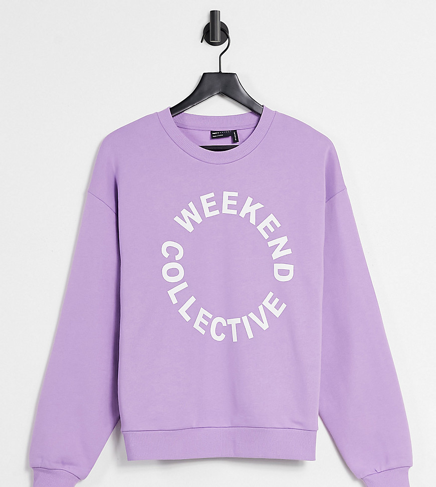 ASOS – Weekend Collective – Oversize-Sweatshirt mit Logo in Flieder