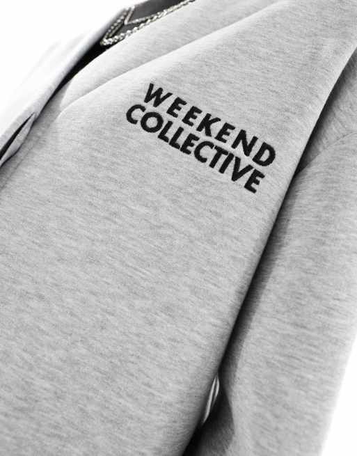 ASOS Weekend Collective oversized jersey cardigan in grey marl, 3 of 4