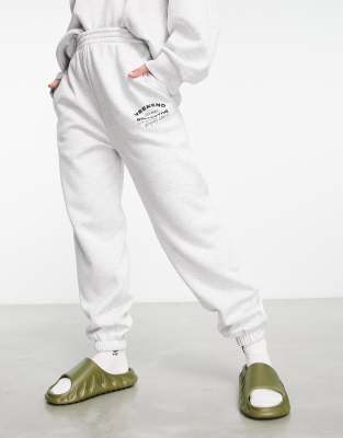 ASOS Weekend Collective ASOS Weekend Collective oversized jogger with athleisure logo in ice marl-Grey