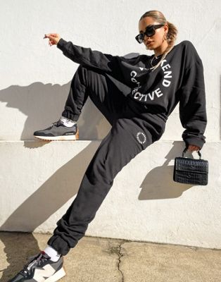 ASOS Weekend Collective oversized jogger with logo in black