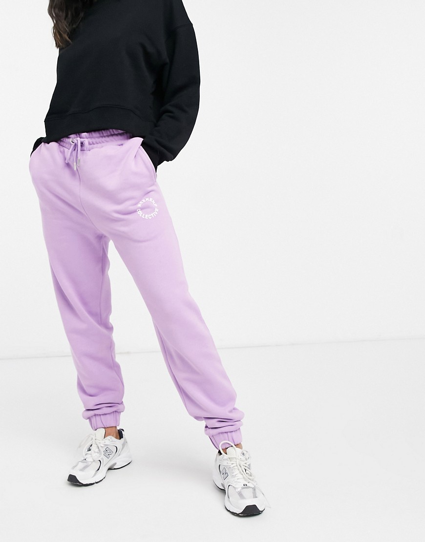 ASOS Weekend Collective oversized jogger with logo in lilac-Purple
