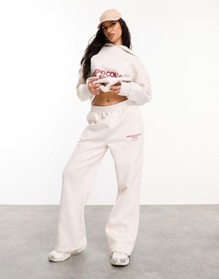 ASOS Weekend Collective oversized jogger with red stacked logo in oatmeal