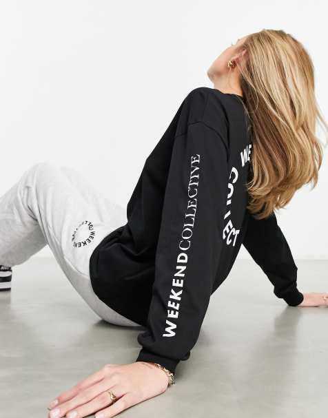 ASOS Weekend Collective oversized long sleeve t-shirt with back logo in black - view 1