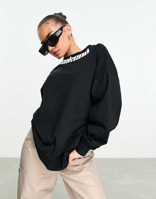 ASOS Weekend Collective co-ord oversized sweatshirt with logo in black