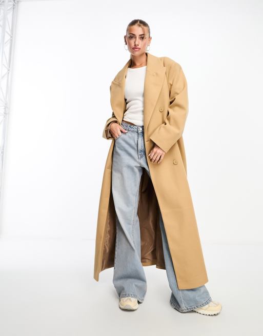 Womens longline 2025 camel coat