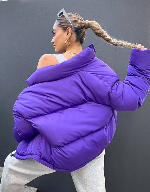 Women Collective oversized puffer jacket in purple 