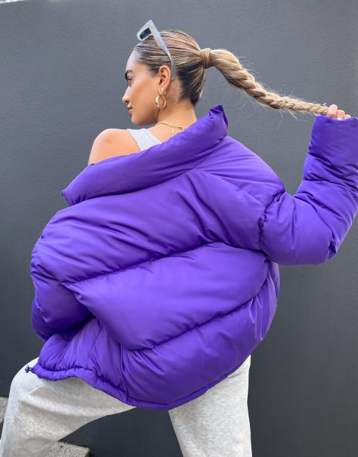 ASOS Weekend Collective oversized puffer jacket in purple