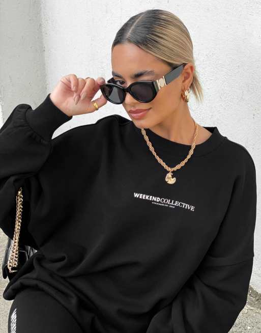 ASOS Weekend Collective oversized sweatshirt with large back logo in black