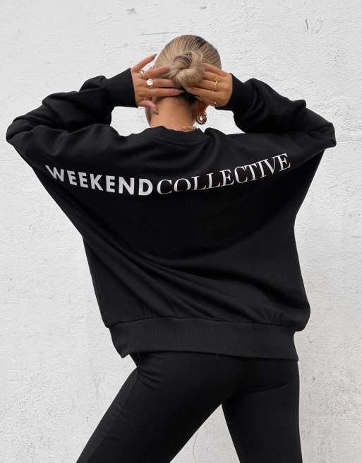 ASOS Weekend Collective oversized sweatshirt with large back logo in black