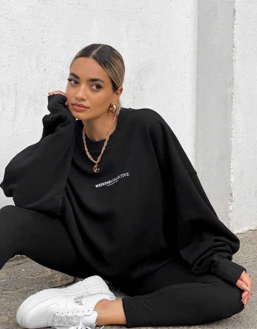 ASOS Weekend Collective oversized sweatshirt with large back logo in black