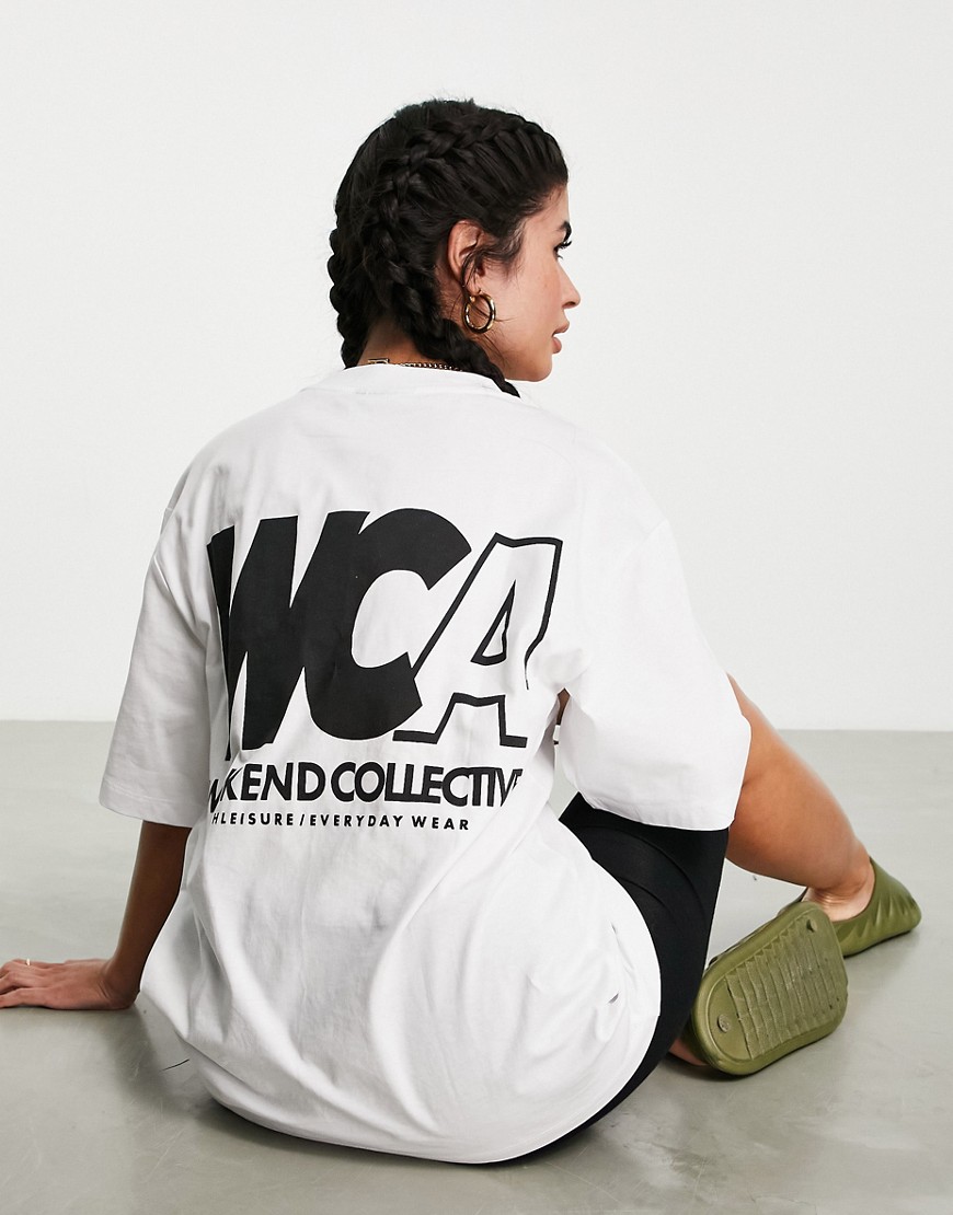 ASOS Weekend Collective oversized t-shirt with large back logo in white