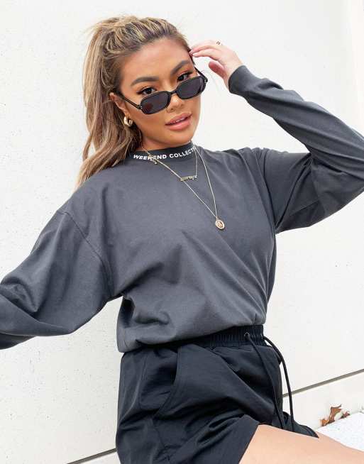 ASOS Weekend Collective oversized t-shirt with long sleeve with puff ...