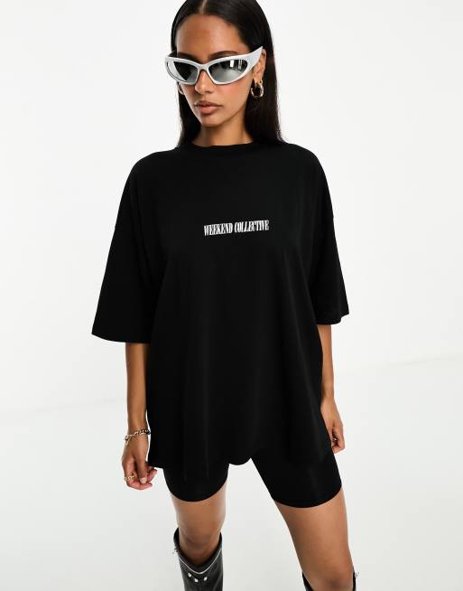 STACKED LOGO T-SHIRT DRESS Woman Black