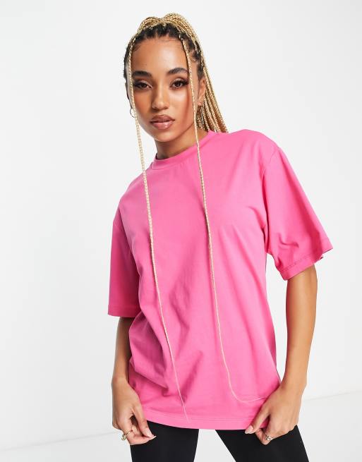 ASOS Weekend Collective oversized t-shirt with swirl back graphic in pink